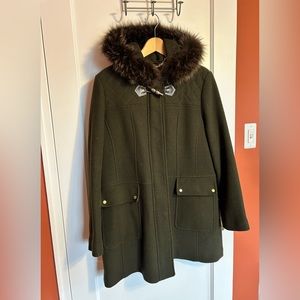 Ellen Tracy Green Hooded Coat